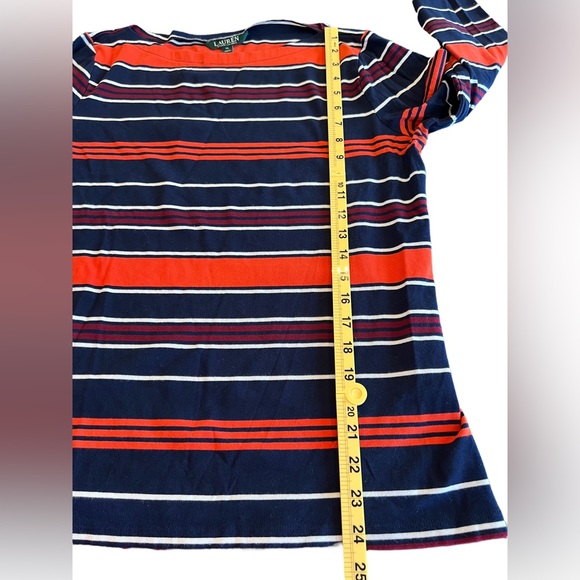 Lauren Ralph Lauren Women’s Tunic Striped and Flared Sleeves Size XL Orange Blue - Picture 9 of 13